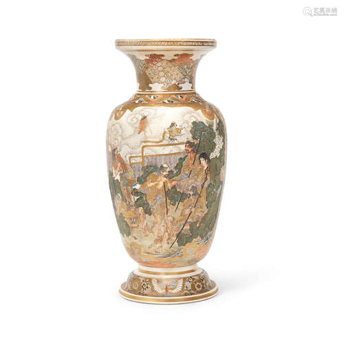 By Kozan, Meiji era (1868-1912), late 19th/early 20th century A tall baluster Satsuma vase