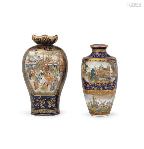 Meiji era (1868-1912), late 19th/early 20th century Two Satsuma vases