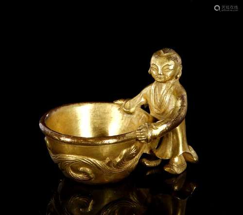 Gilt Bronze Figural Brush Washer