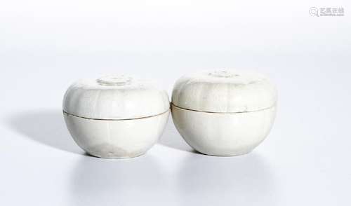 Pair of Qingbai Melon-Form Boxes