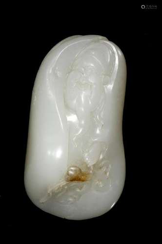 White Hetian Jade Carving of 'God of Fortune'