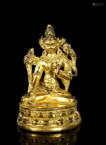 Tibetan Gilt Bronze Figure of Buddha