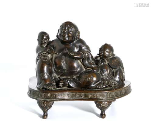 Bronze Figure of Budai and Children