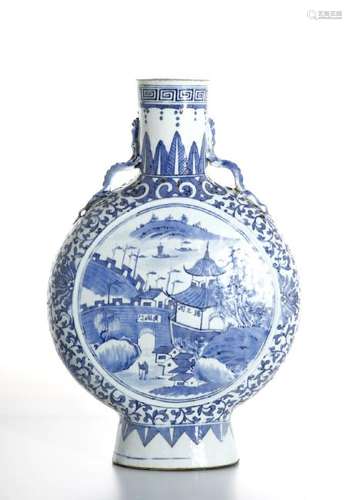 Blue and White Moon Flask Vase