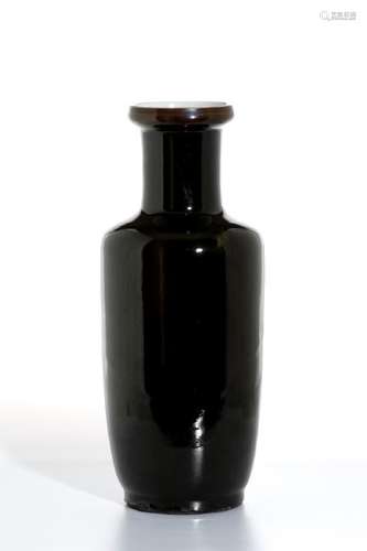 Large Chinese Mirror-Black Glazed Rouleau Vase