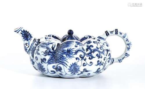 Blue and White 'Pumpkin' Teapot and Cover