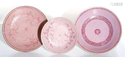 Three Pink Ground Dishes