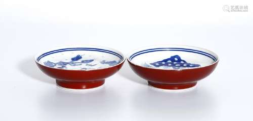 Two Blue and White Dishes