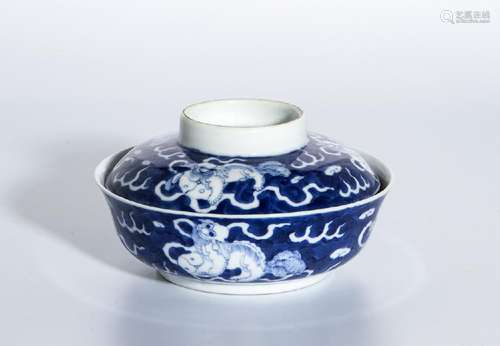 Blue and White 'Qilin' Bowl and Cover