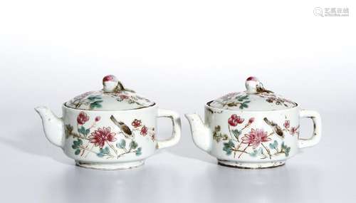 Pair of Famille Rose Teapots