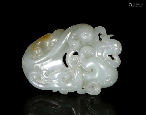 Carved Hetian White Jade Pendant of Dragon