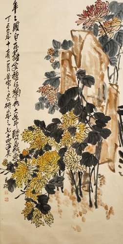 Chinese Scroll Painting of Flowers