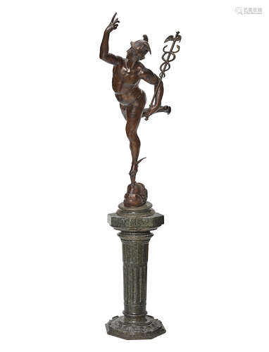 Late 19th century An Italian patinated bronze figure of Mercury after the model by Giambologna