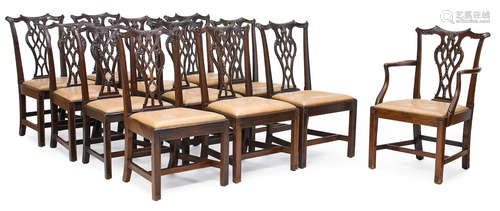 Fourth quarter 18th century A set of twelve George III carved mahogany dinning chairs