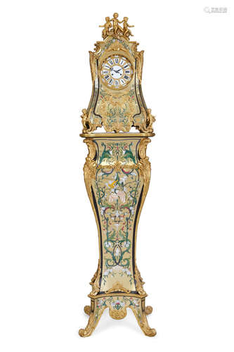 After the model by Jean-Pierre Latz An Imposing Gilt bronze mounted and cut brasswork Boulle type marquetry régulateur de parquet