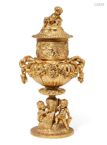 Circa 1900 A Continental gilt bronze covered centerpiece