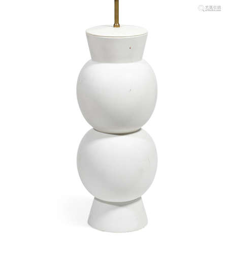 A Contemporary white glazed ceramic lamp