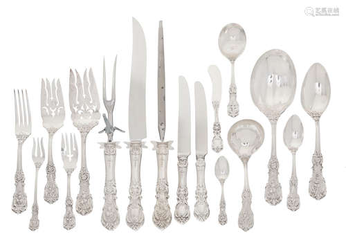 by Reed & Barton, Taunton, MA, 20th century  An American sterling silver flatware service for twelve