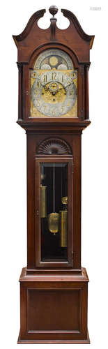 Late 19th century A George III style mahogany quarter chiming tallcase clock