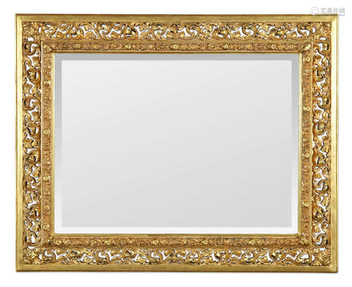 20th century A giltwood rectangular mirror