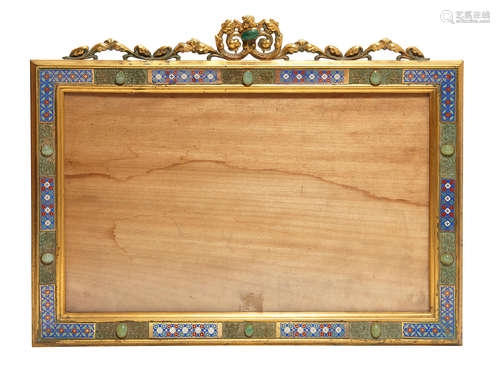 First quarter 20th century A French gilt brass champlevé enamel and jeweled frame