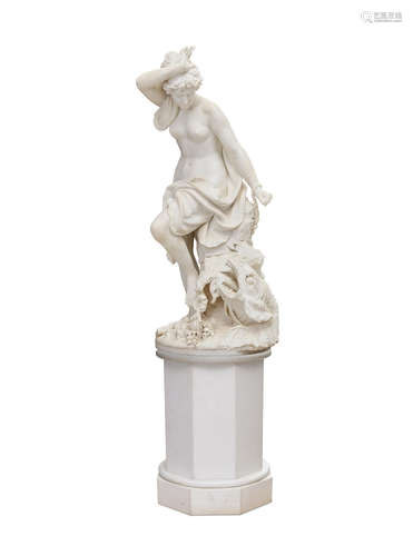 By Pasquale Romanelli (1812 - 1887), Florence, 1882 An impressive Italian carved marble figure of Andromeda