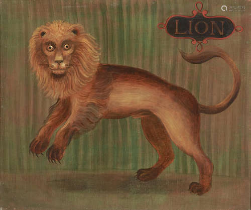 A lion; A leopard (a pair) the first 23 1/2 x 27 3/4in (59.7 x 70.5cm); the second 22 3/4 x 27 1/4in (57.8 x 69.3cm)  Continental School