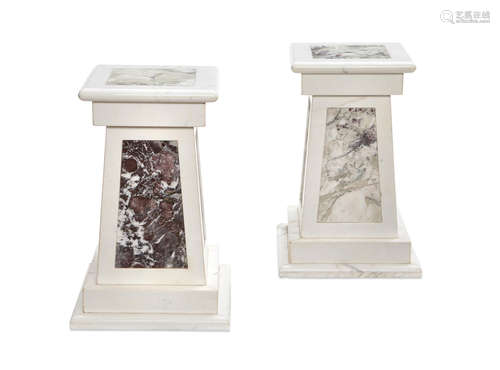 A pair of Neoclassical style Carrara and Brèche Violette marble pedestals