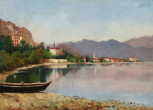 A view of Boreno, Lake Maggiore 18 1/2 x 25 1/2in (47 x 64.8cm) Achille Tominetti(Italian, 1848-1917)