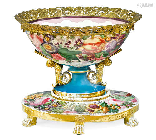 19th century An impressive Russian painted porcelain gilt metal mounted centerpiece