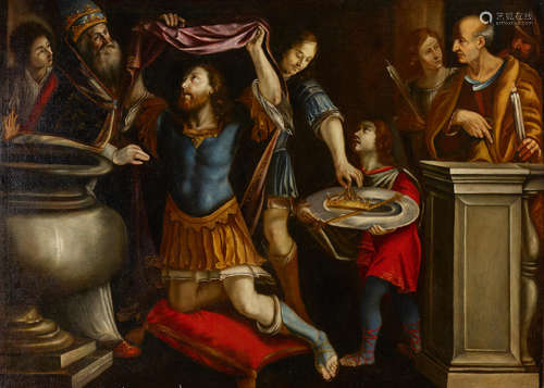 The anointment of King Solomon 62 x 86 3/4in (157.6 x 220.4cm) Florentine School17th Century