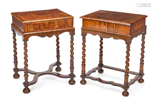 17th century and later Two similar William and Mary oyster veneer table cabinets