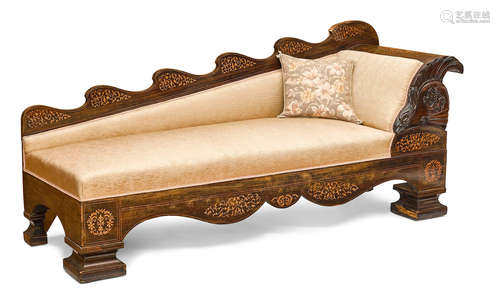 19th century A Russian Neoclassical inlaid mahogany daybed