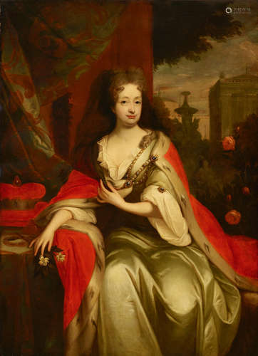 A portrait thought to be of Lady Sophia Bentinck, daughter of William Earl of Portland 65 x 47 1/4in (165.2 x 120cm) Circle of Sir Godfrey Kneller(British, 1646-1723)