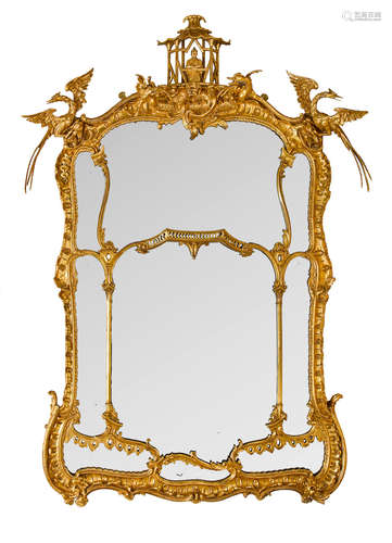 20th century An Impressive George II style carved giltwood mirror