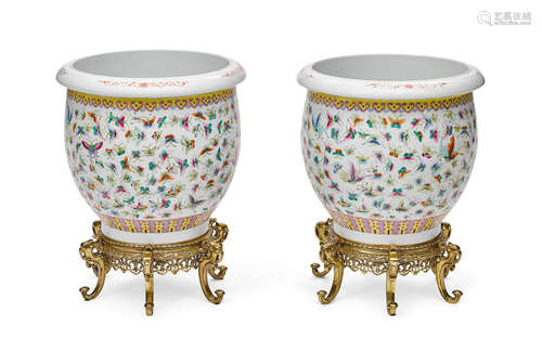 A pair of Louis XVI style gilt bronze mounted Imari porcelain trumpet vases