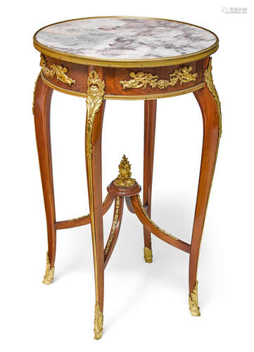 20th century A Louis XV style gilt bronze mounted marble top gu0201ridon