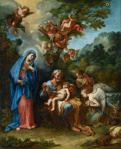 The rest on the flight into Egypt 49 1/2 x 39 1/2in (125.8 x 100.4cm) Giovanni Odazzi(Rome, 1663-1731)