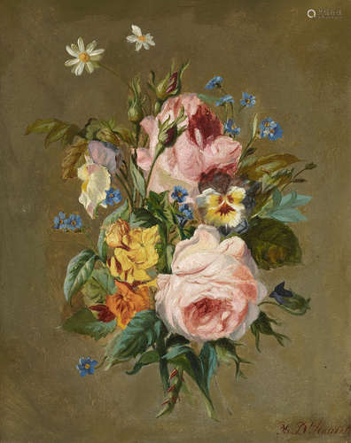 A bouquet of flowers 16 x 13in (40.7 x 33cm) M. D'Hautel(French, 19th Century)