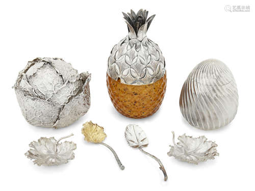 by Buccellati, Milan, 20th century  A collection of Italian sterling silver and glass accessories