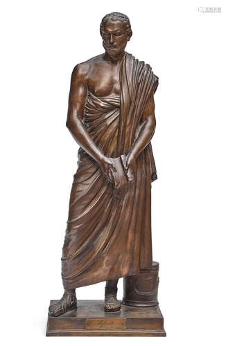 A patinated bronze sculpture of Sophocles