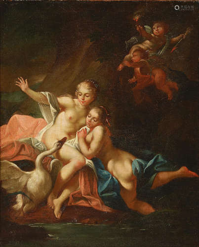 Leda and the swan  17 x 13 1/2in (43.2 x 34.4cm) French School18th Century