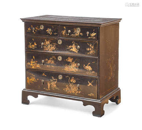 Early 18th century  A George I black japanned chest