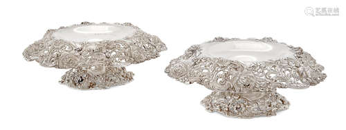 by Black, Starr & Frost, New York, NY, early 20th century  A pair of American sterling silver reticulated centerpiece bowls