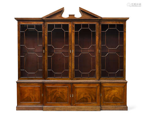 Mid 18th century A George II/III breakfront mahogany bookcase