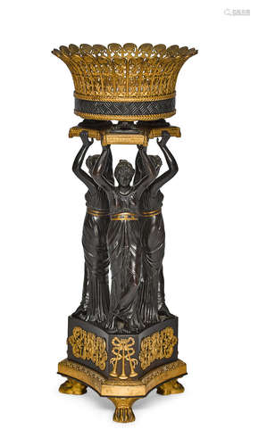 An Empire style gilt and patinated bronze centerpiece