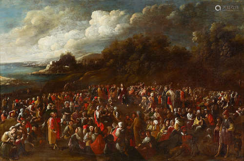 The sermon on the mount 44 1/2 x 68in (113 x 172.8cm) Circle of Scipione Campagno(Naples circa 1624-1680)