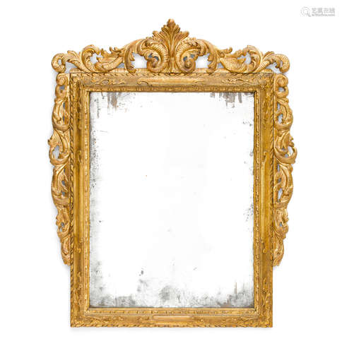 18th century A Continental Baroque style carved giltwood mirror