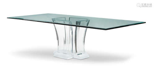 Late 20th century An acrylic and glass pedestal dining tableattributed to Jeffrey Bigelow