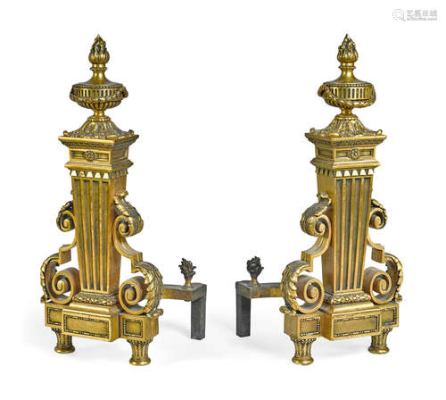 First quarter 20th century A pair of Louis XVI style gilt bronze chenetsWM. H. JACKSON COMPANY, NEW YORK, NY